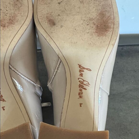 Sam Edelman CODIE 2 Shiny Patent Faux Leather Latte Chic Boots Square Toe Size 8 - Picture 10 of 12